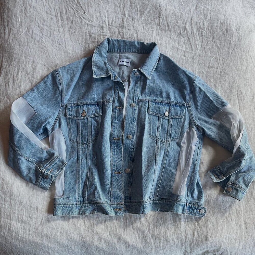 Au Jour Le Jour Sheer Panel Denim Jacket - Picture 3 of 7